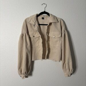 SHEIN Beige Corduroy Jean Jacket